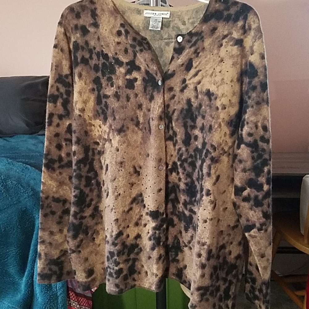 Vintage Jillian Jones Wool Cardigan Sequins 2X